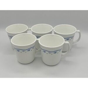 Vintage Corelle Morning Blue Mugs Set of 5 Vitrelle USA